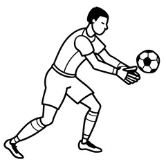 Goalkeeper Hand on Ball line art vector