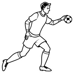 Naklejka premium Goalkeeper Hand on Ball line art vector
