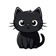 Obraz premium An adorable black kitten design, perfect for creating cute stickers, whimsical logos, or fun animal-themed branding materials.