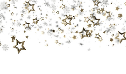 Elegant winter design with gold stars and snowflakes. Perfect for holidays, celebrations, and winter themes.