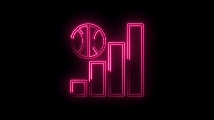 Basketball statistics neon sign animated performance data visualization with a black background - Powered by Adobe