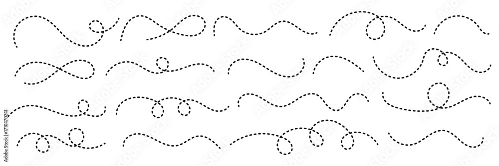 Poster abstract hand drawn curve lines. hand sketched spiral curly border. looping squiggle lines. dotted h
