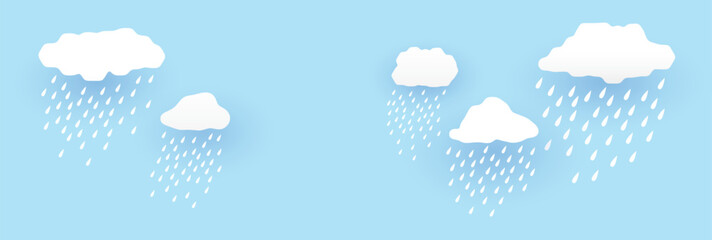 Cloud and rain, rainy season, weather nature background, Flood natural disaster, vector illustration.
