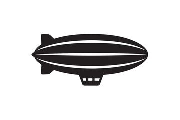 Simple Blimp Silhouette Vector Icon Black Airship Graphic Illustration
