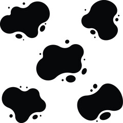 Simple Monochrome Ink Splatter Cow Skin Marking Seamless Pattern Background