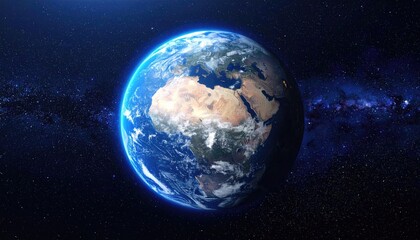 Obraz premium Earth Globe View from Space with Blue Atmosphere and Starry Background