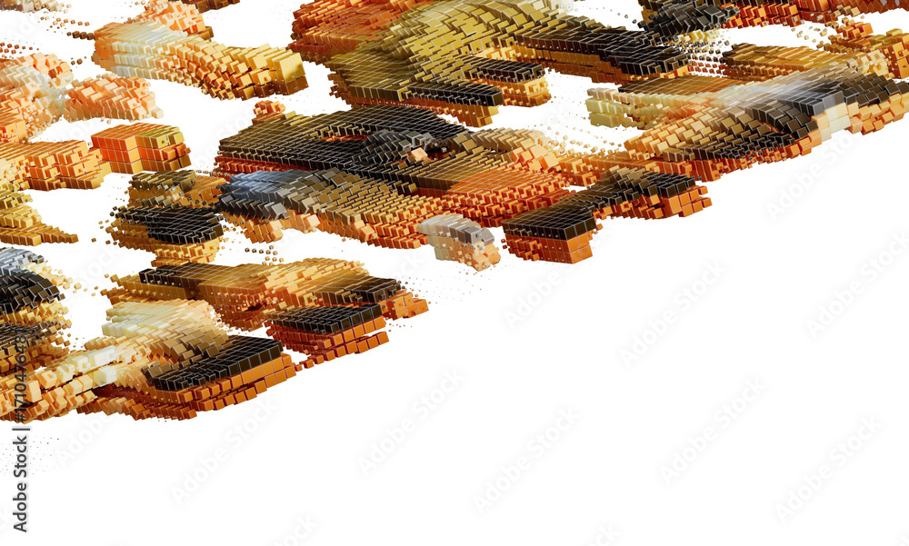 Poster high-resolution image of an abstract background with orange and brown cubes. ideal for design projec