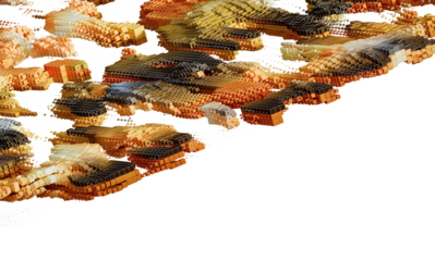 High-resolution image of an abstract background with orange and brown cubes. Ideal for design projects needing a textured, modern look.