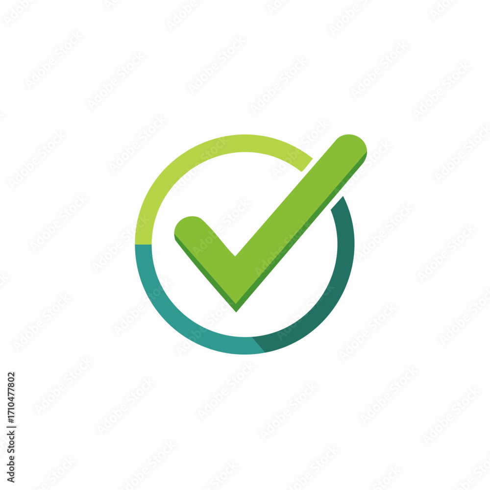 Poster green checkmark in a circle approval and acceptance symbol for design element