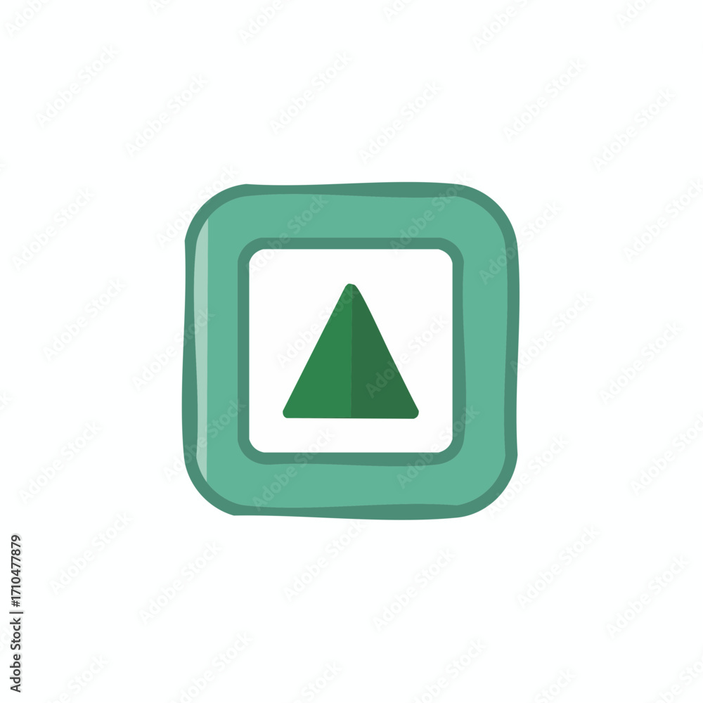 Poster hand drawn green up arrow button icon for web and app user interface