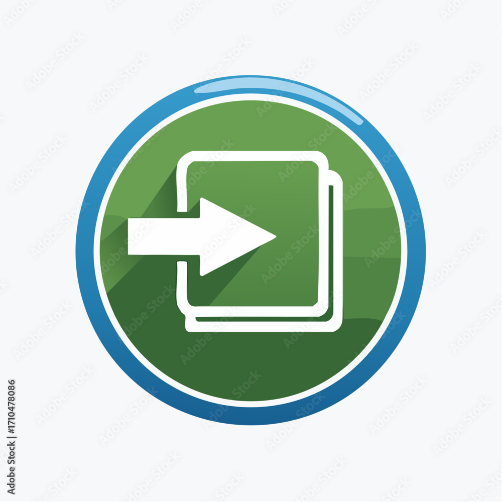 Poster arrow and document icon in a circle on a light background.