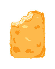 齧ったハッシュドポテトのイラスト