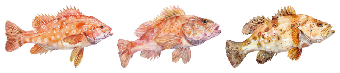Fototapeta premium Colorful watercolor fish illustration