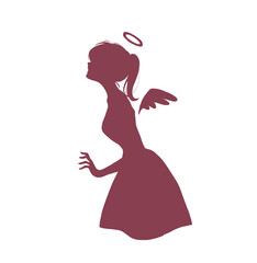 天使イメージの女性　横側　シルエット