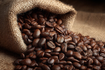 coffee beans spilling from burlap sack