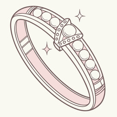 Modern ring with pearls and geometric design