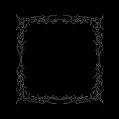 Abstract neo tribal frame vector design, cyber gothic dark aesthetics border for posters, stickers, edgy streetwear t-shirt print decoration element
