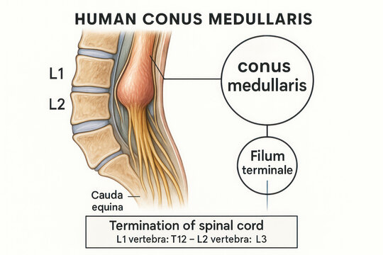 Human Spinal Cord Termination Illustration