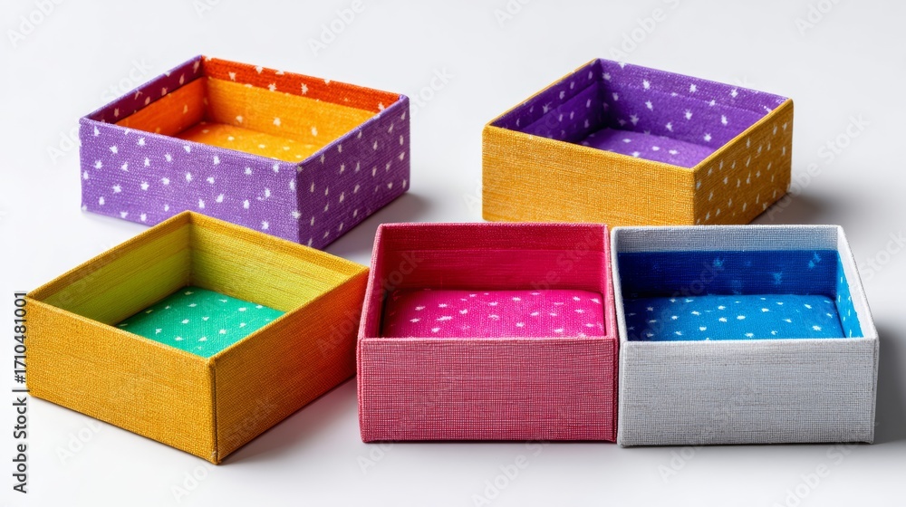 Aufkleber row of colorful boxes with different patterns and designs. the boxes are arranged in a row and are o