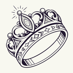 Detailed sketch of an ornate crown with jewels