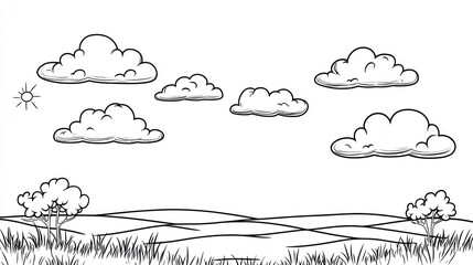 Simple black and white landscape drawing