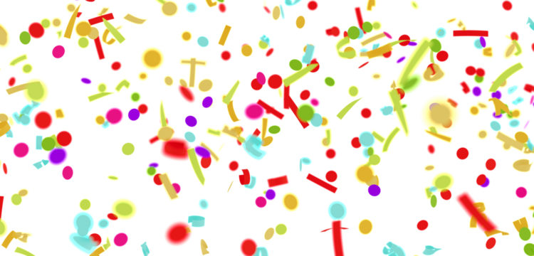 Bright and cheerful confetti falling on white background. Perfect for party invitations, celebrations, and festive designs.