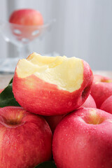 Fresh Cut Red Apple with Water Drops - Healthy Organic Fruit Nutrition Concept