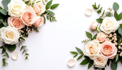 Pastel roses on white