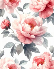 フェミニンでロマンチックな水彩花柄デザイン English: Feminine and Romantic Watercolor Floral Pattern