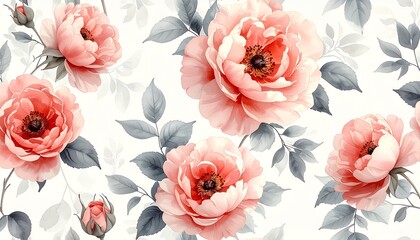 フェミニンでロマンチックな水彩花柄デザイン English: Feminine and Romantic Watercolor Floral Pattern