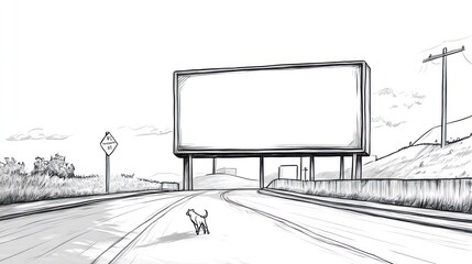 Empty billboard highway scene