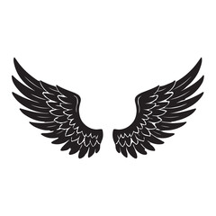 Obraz premium Black Angel Wings Silhouette Vector Illustration
