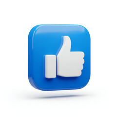 Obraz premium 3d icon of a blue thumbs up symbol, representing like or approval, isolated on white background
