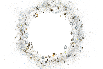 Sparkling gold and silver stars border, perfect for festive designs, celebrations, and holiday greetings. Add your text or logo!