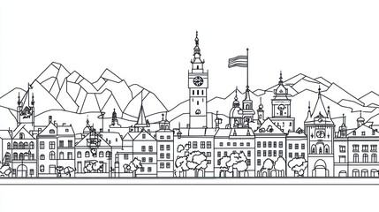 Cityscape outline drawing