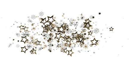 Sparkling gold stars and snowflakes on white. Perfect for holidays, celebrations, and winter themes.