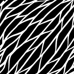 Dynamic abstract white lines create a striking modern pattern on a bold black background, perfect for impactful design.