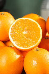 Fresh Orange Slice with Whole Oranges - Citrus Fruit Juice Burst Healthy Nutrition Concept