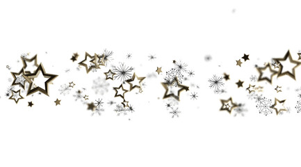 Elegant background with gold stars and snowflakes, perfect for holidays.