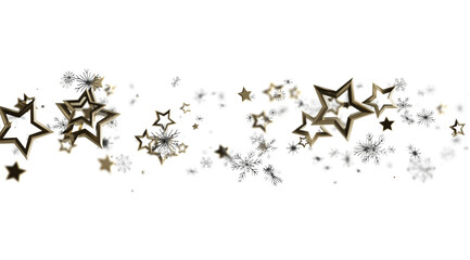 Elegant gold stars and snowflakes on white. Perfect for holiday, winter, celebration designs.