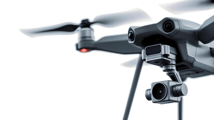 Fototapeta premium A clean, corporate background with a large, soft-focus, transparent image of a drone silhouette on one side.
