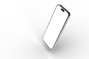 Clean image of a silver smartphone with blank screen, perfect for app presentations or technology websites.