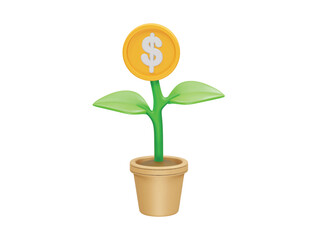 Money plant icon 3d render illustration