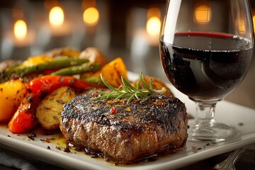 Grilled steak and red wine
