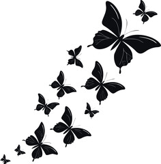 Elegant collection of black butterflies and floral elements for artistic design projects