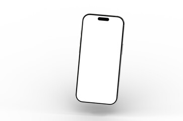 High-quality stock photo of a modern smartphone with a blank screen, isolated on a white background. Perfect for app presentations, website designs, and mobile techno