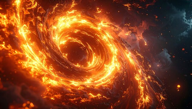 Fiery vortex in a dark nebula