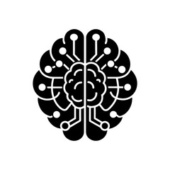 artificial intelligence brain glyph icon 