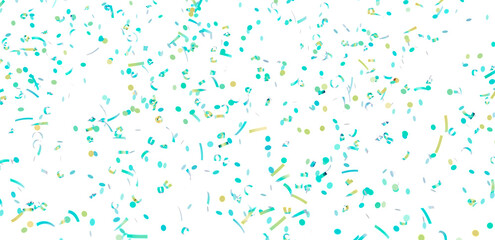 Festive background with teal and gold confetti. Perfect for party invitations, celebrations, and more!