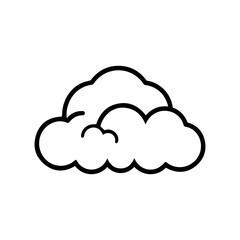 Simple black line art of a fluffy cloud symbol isolated on white, representing weather and sky elements.